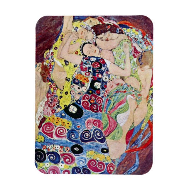 Maiden (Virgin), Gustav Klimt, Vintage Art Nouveau Magnet (Vertical)