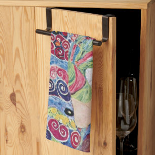 Maiden (Virgin), Gustav Klimt, Vintage Art Nouveau Tea Towel