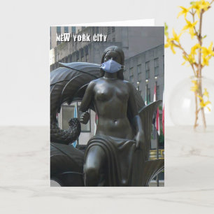 Maiden wearing a face mask - NYC card