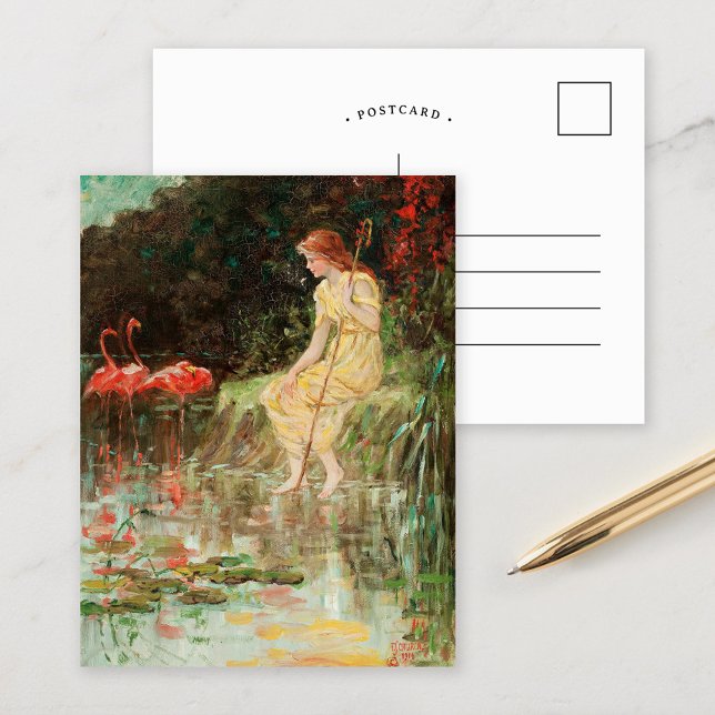 Maiden with Flamingos | Frederick Stuart Church Postcard (Creator Uploaded)