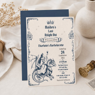 Maiden's Last Knight Out Mediaeval Bachelorette Invitation