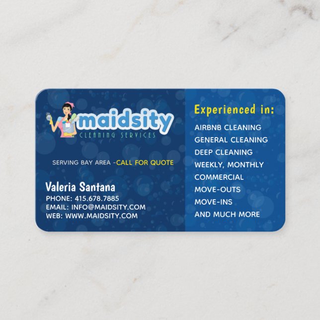 Maidsity Cleaning Business Card (Front)