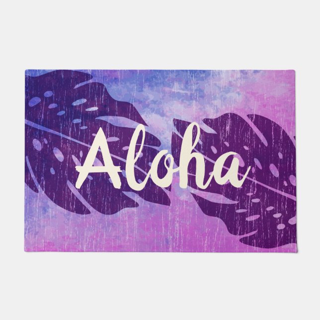 Maikai Hawaiian Monstera Leaf Tie-Dye Blend Aloha Doormat (Front)