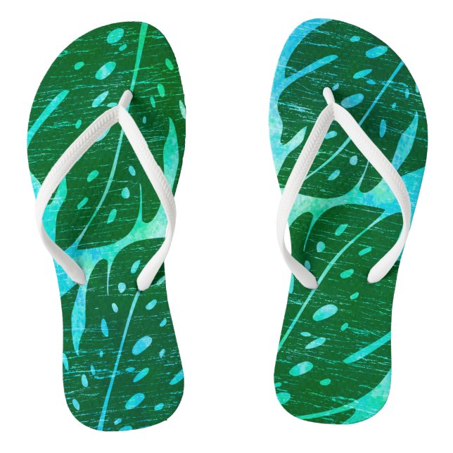 Maikai Hawaiian Monstera Leaf Tie-Dye Blend Thongs (Footbed)