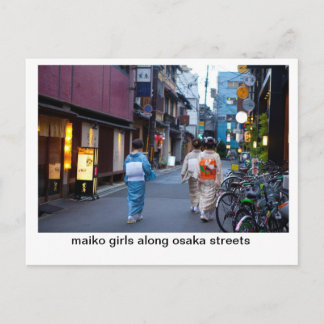 Maiko Girls along osaka streets Postcard