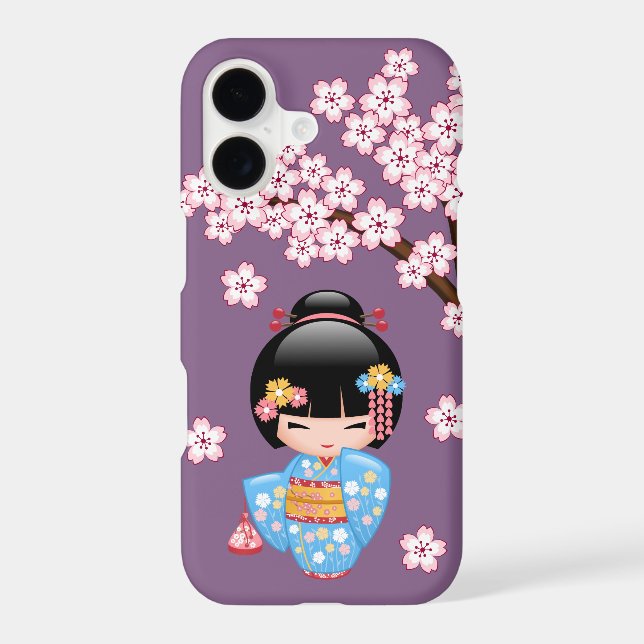 Maiko Kokeshi Doll - Blue Kimono Geisha Girl (Back)