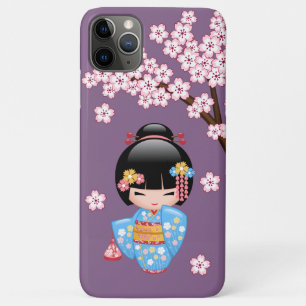 Maiko Kokeshi Doll - Blue Kimono Geisha Girl iPhone 11 Pro Max Case