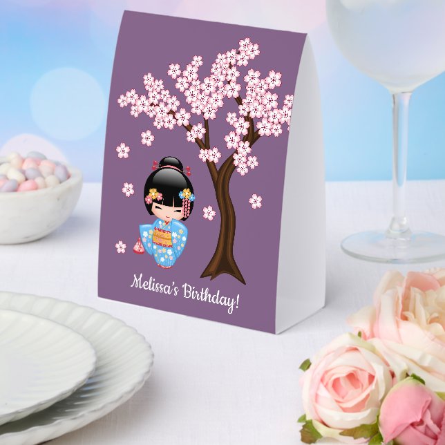 Maiko Kokeshi Doll Blue Kimono Geisha Girl Purple (Insitu(Wedding))