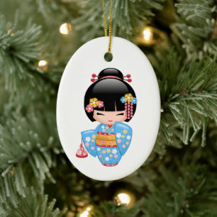 Maiko Kokeshi Doll - Cute Geisha Girl Ceramic Ornament