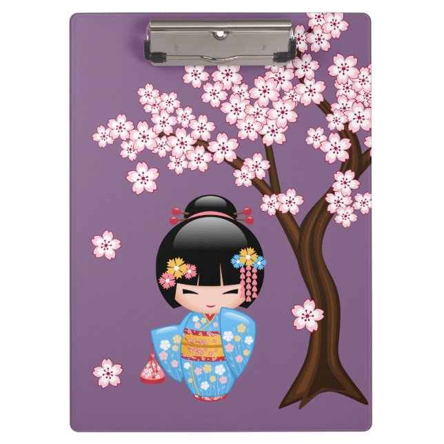 Maiko Kokeshi Doll - Cute Japanese Geisha Girl Clipboard (Front)