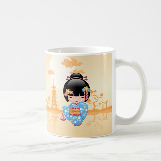 Maiko Kokeshi Doll - Cute Japanese Geisha Girl Coffee Mug (Right)