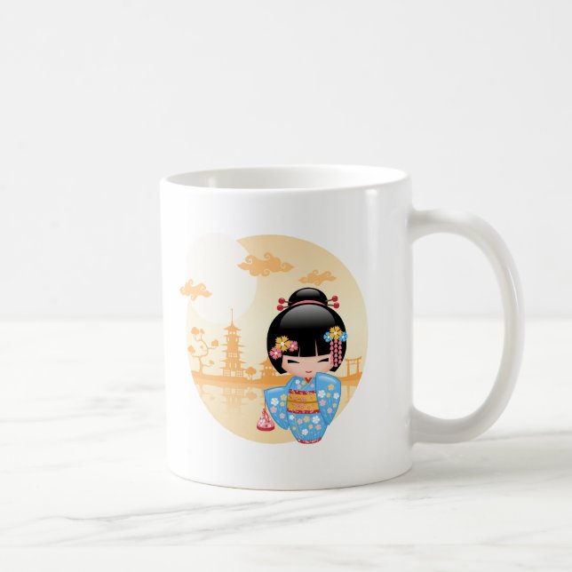 Maiko Kokeshi Doll - Cute Japanese Geisha Girl Coffee Mug (Right)