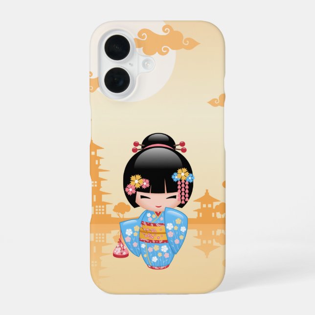 Maiko Kokeshi Doll - Cute Japanese Geisha Girl iPhone 16 Case (Back)