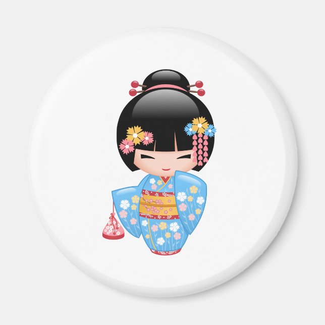 Maiko Kokeshi Doll - Cute Japanese Geisha Girl Magnet (Front)