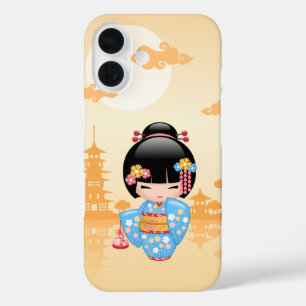 Maiko Kokeshi Doll Cute Japanese Geisha Yellow iPhone 16 Case