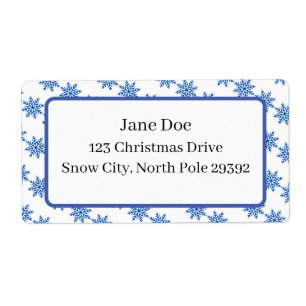Mail Address Blue & White Winter Season Snowflake
