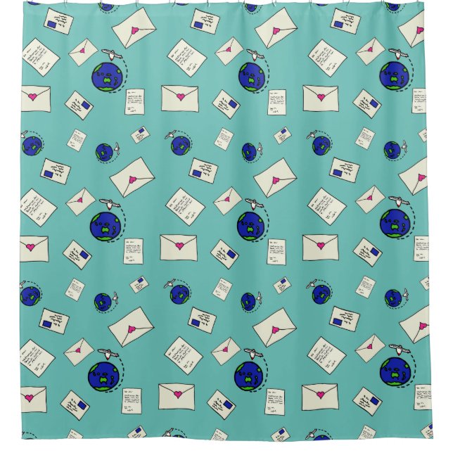 Mail Around The World Shower Curtain (Front)