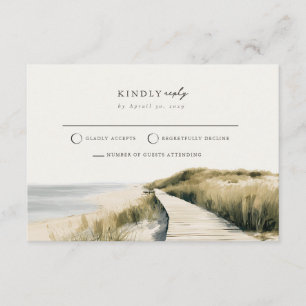 Mail Back Boardwalk Dune Grass Wedding RSVP Card