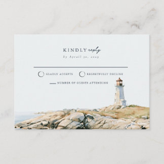 Mail Back Slate Blue Navy Coast Wedding RSVP Card 