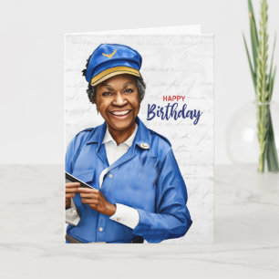 Mail Carrier African American Female Birthday Card