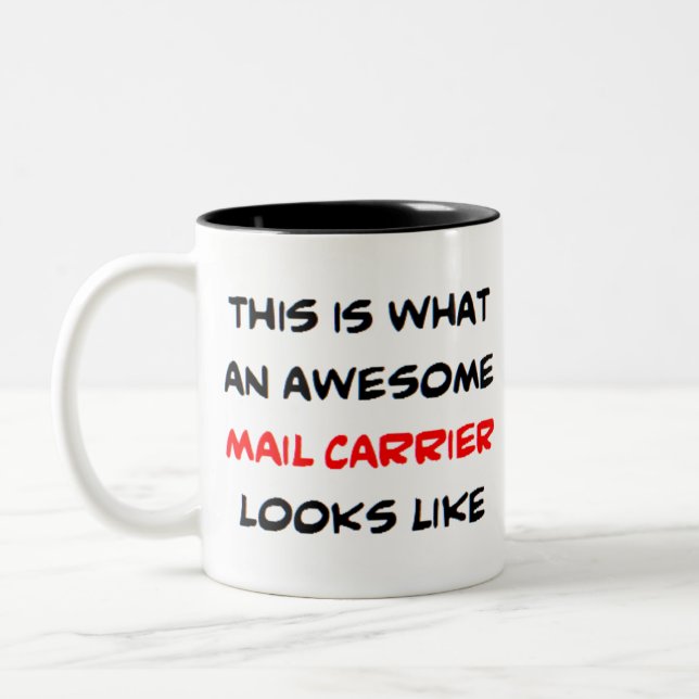 mail carrier, awesome Two-Tone coffee mug (Left)