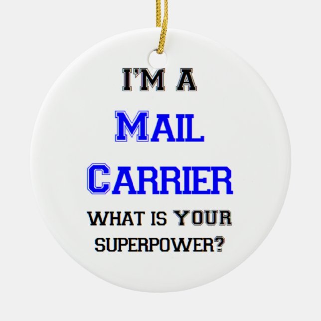 mail carrier ceramic ornament (Front)