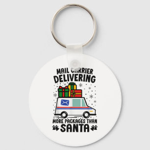 Mail Carrier Delivering More Packages Than Santa C Key Ring