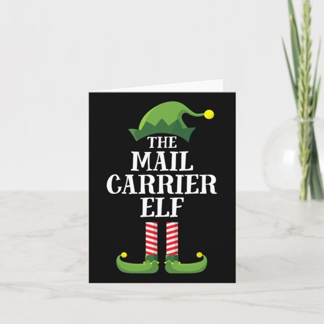 Mail Carrier Elf Matching Family Group Christmas P Card (Front)