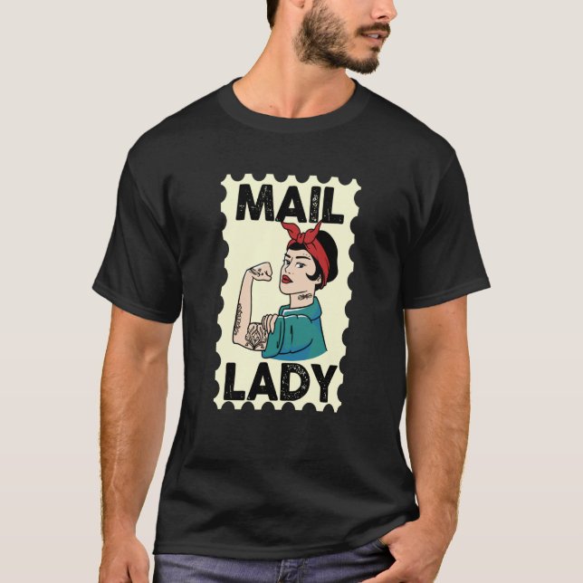 Mail Carrier Postal Worker Postman Mail Lady Stamp T-Shirt (Front)