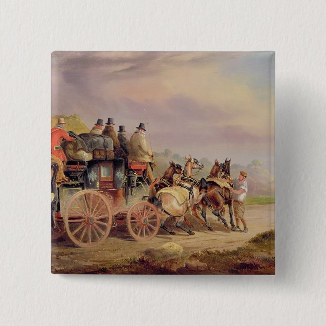 Mail Coaches on the Road: The 'Quicksilver' Devonp 15 Cm Square Badge (Front)