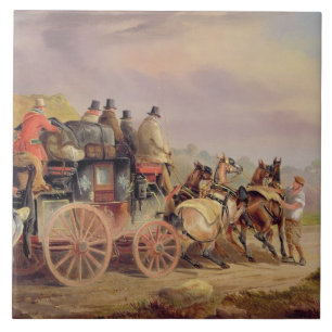 Mail Coaches on the Road: The 'Quicksilver' Devonp Ceramic Tile