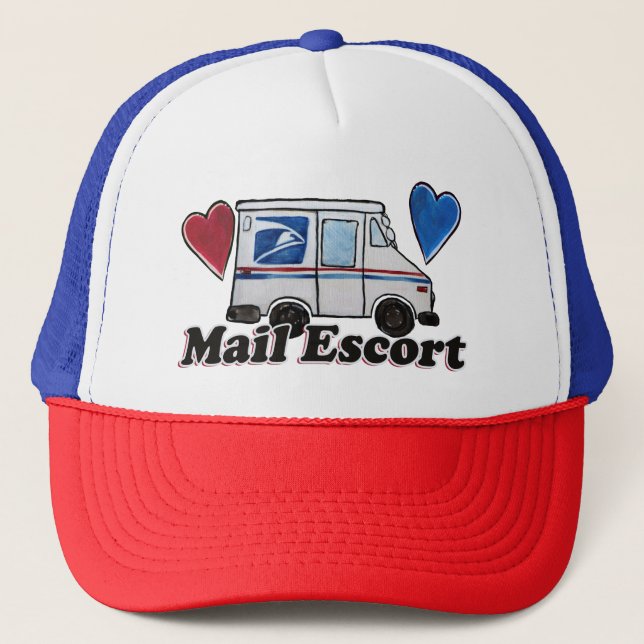 Mail Escort Funny Mail Carrier Postal Worker       Trucker Hat (Front)