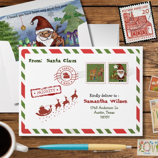 Mail from Santa Claus Christmas Envelope | Custom (Mail from Santa Claus -inside )