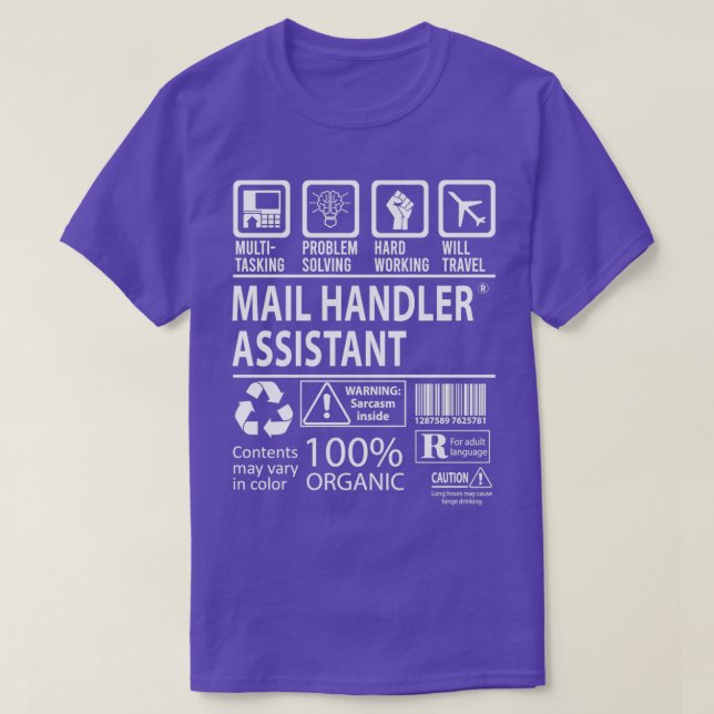 Mail Handler Assistant MultiTasking Certified Job  T-Shirt (Design Front)