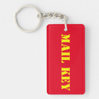 Mail Key Yellow on Red Key Ring