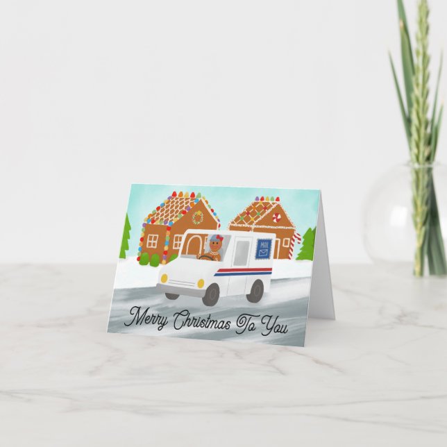 Mail Lady Personalised Mail Carrier Christmas Thank You Card (Front)