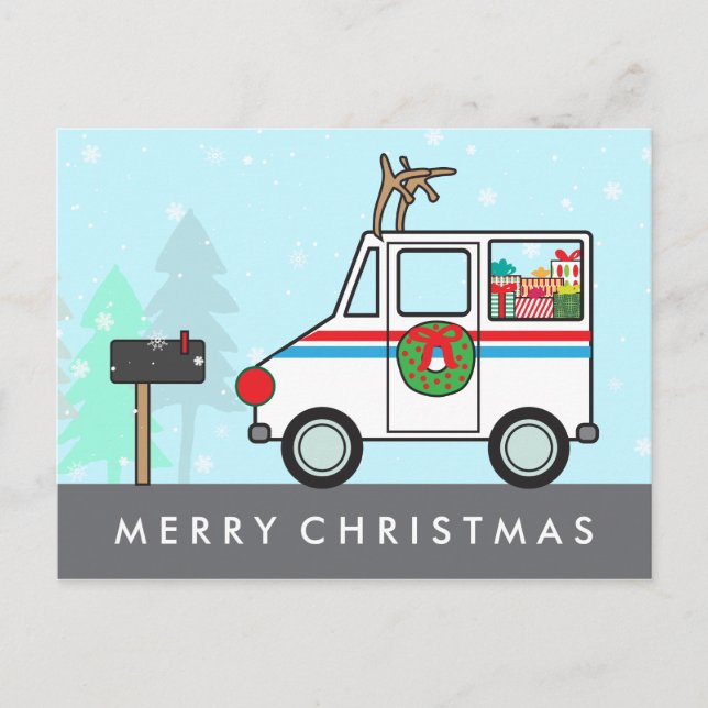 Mail Man or Lady Christmas Holiday Thank You Postcard (Front)