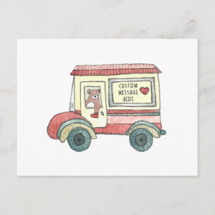 Mail Truck Bear Custom Message Holiday Postcard