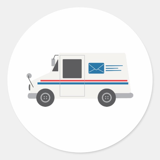 Mail Truck Classic Round Sticker (Front)