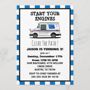 Mail Van Special Delivery Boys Birthday Invitation