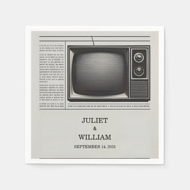 Mail Vintage Pays Old Retro Newspaper Wedding Napkin (Front)