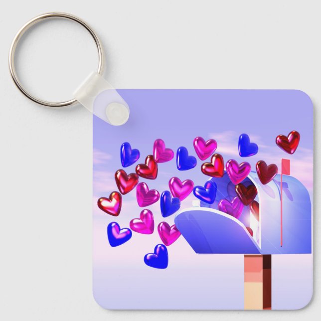 Mailbox and Valentine Hearts Key Ring (Front)