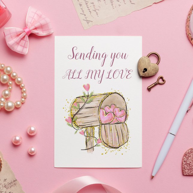 Mailbox Cute Pink Hearts Valentine's Day Card (Creator Uploaded)