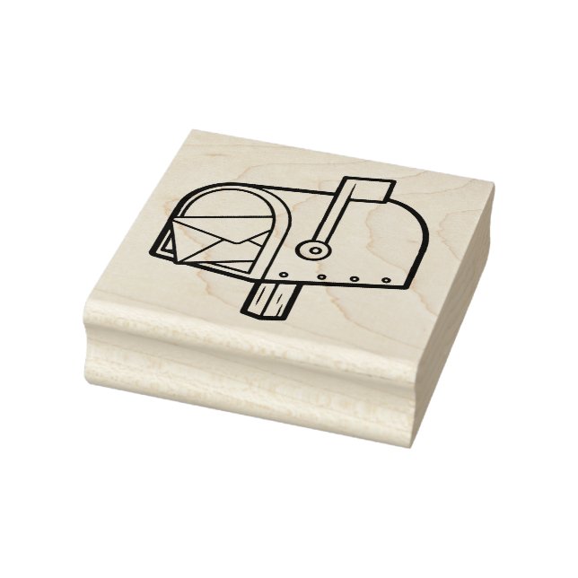 Mailbox Holding An Envelope Rubber Stamp (Stamp)