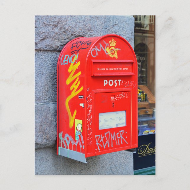 Mailbox in Copenhagen, Denmark Postcard (Front)