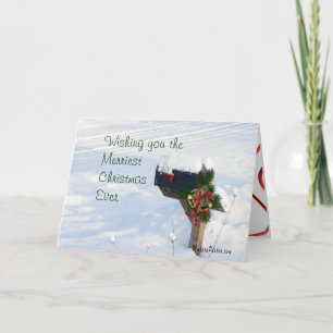 Mailbox in the Snow with Pine & Bells- customise Holiday Card