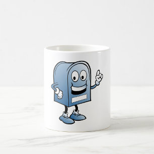 Mailbox Mascot Happy Blue Postal Character  Coffee Mug