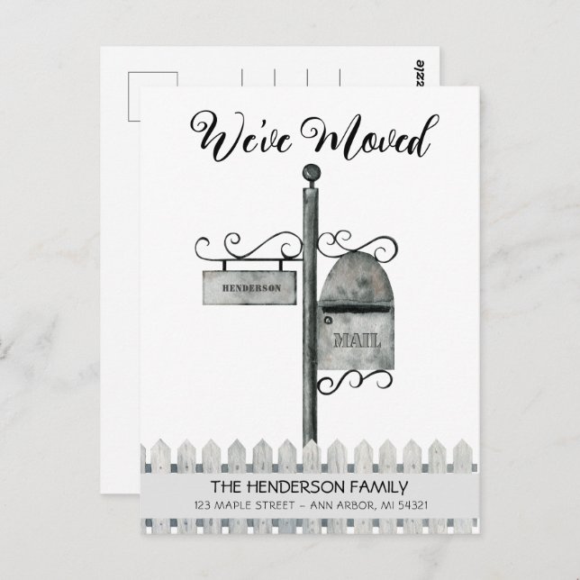 Mailbox New Home Moving Announcement Postcard (Front/Back)