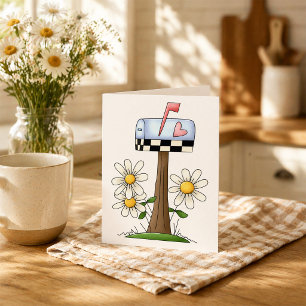 Mailbox with Daisies and Heart Flag Country Garden Card