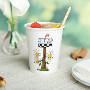 Mailbox with Daisies and Heart Flag Country Garden Paper Cups